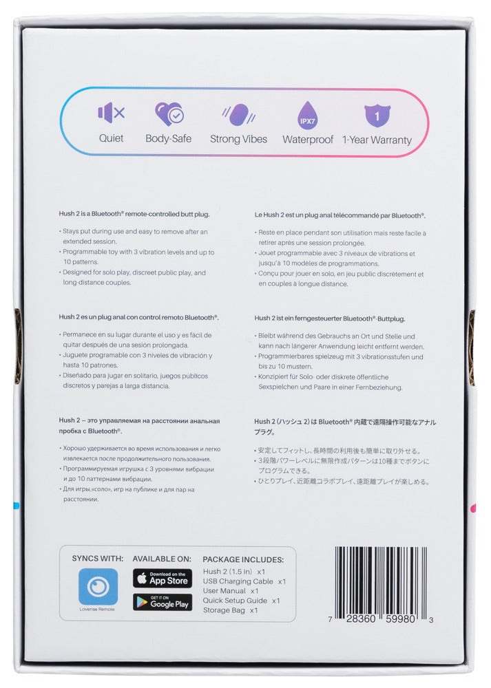 Lovense Hush 2 Anaal Vibrator zwart | SIN&LACE
