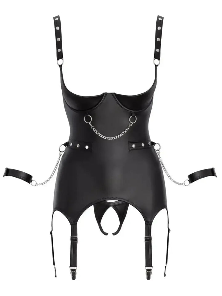 Open cup wetlook bdsm korset | Set - Cottelli BONDAGE | SIN&LACE