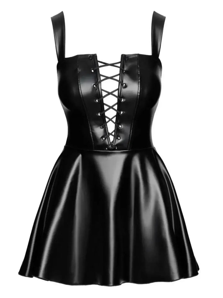 Noir Handmade Wetlook Jurk met Vetersluiting | Jurk - Noir Handmade | SIN&LACE