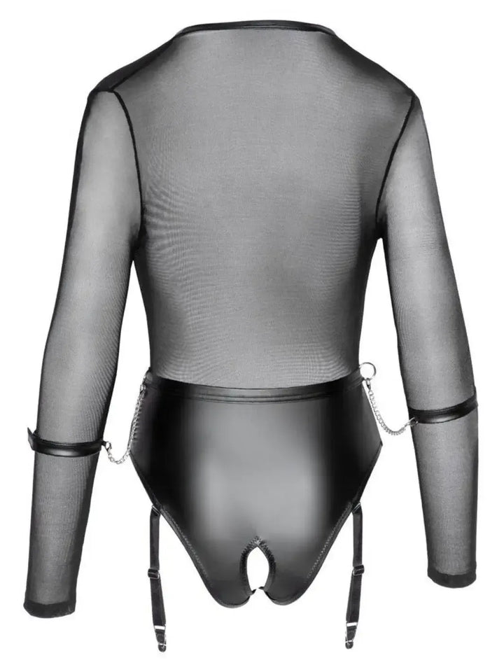 Body Ouvert Zwart met Handboeien | Body - Cottelli BONDAGE | SIN&LACE