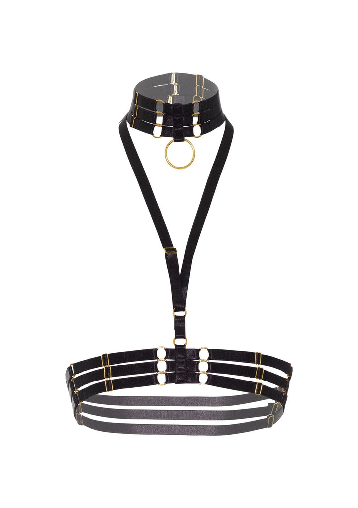 Kinky Diva Halter O-Ring Collar Harnas Zwart | Harnas - Kinky Diva | SIN&LACE