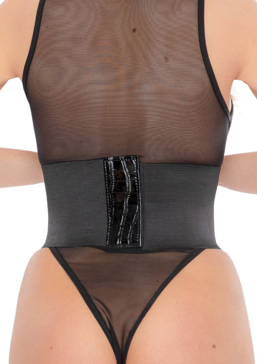 Kinky Diva Croco Front Waist Cincher Harnas Zwart | Harnas - Kinky Diva | SIN&LACE
