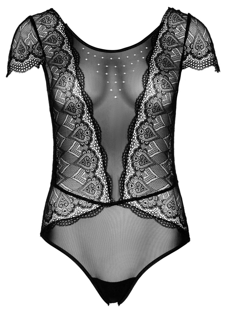 Daring Intimates Floral Lace and Mesh Bodysuit Zwart | Bodysuits - Daring Intimates | SIN&LACE