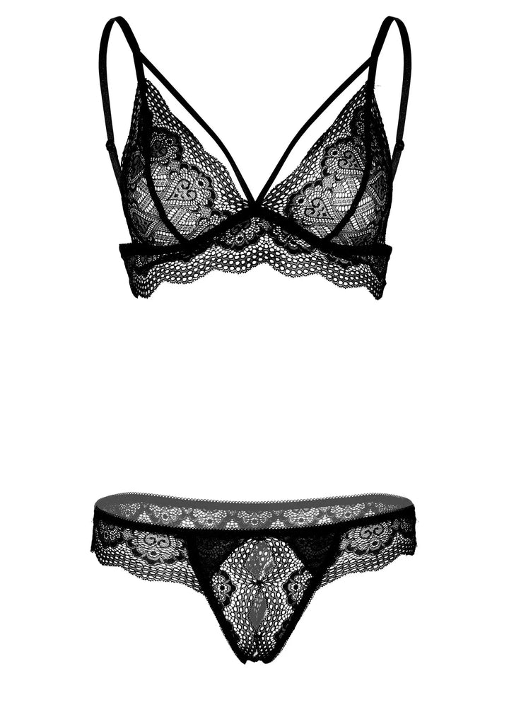 Daring Intimates BH en Crotchless slip Zwart | Bh- & slipsets - Daring Intimates | SIN&LACE