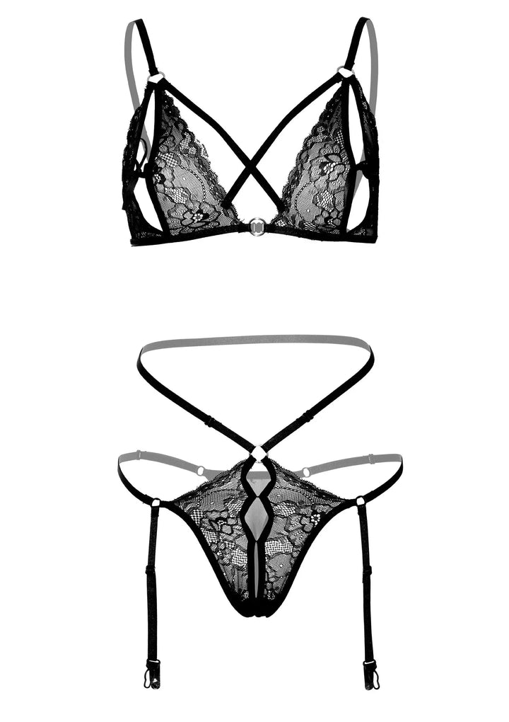 Daring Intimates 2-delige Peek-a-Boo BH en slip Zwart | Bh- & slipsets - Daring Intimates | SIN&LACE