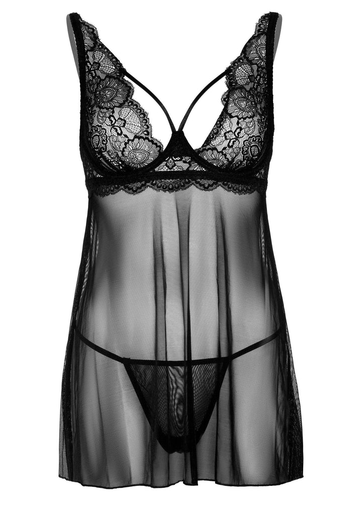 Daring Intimates Kanten babydoll met string - zwart | Babydolls & chemises - Daring Intimates | SIN&LACE