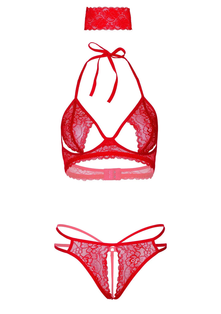 Daring Intimates 3-delige BH, slip en Blindfold Rood | Bh- & slipsets - Daring Intimates | SIN&LACE