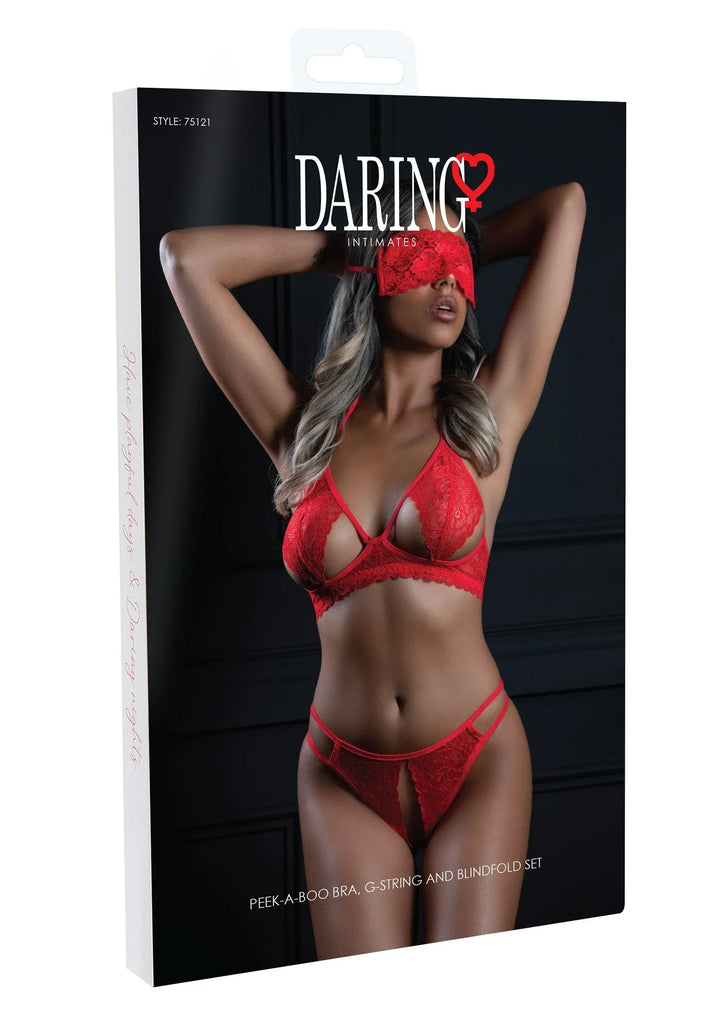 Daring Intimates 3-delige BH, slip en Blindfold Rood | Bh- & slipsets - Daring Intimates | SIN&LACE