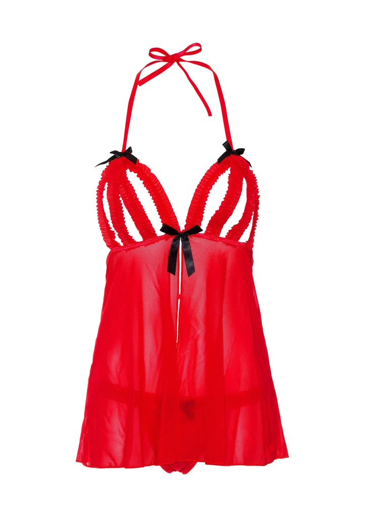 Daring Intimates Peekaboo ruffle babydoll - rood | Babydoll & Chemises - Daring Intimates | SIN&LACE