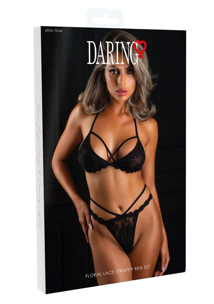 Daring Intimates bloemen Lace Strappy BH set Zwart | Bh- & slipsets - Daring Intimates | SIN&LACE