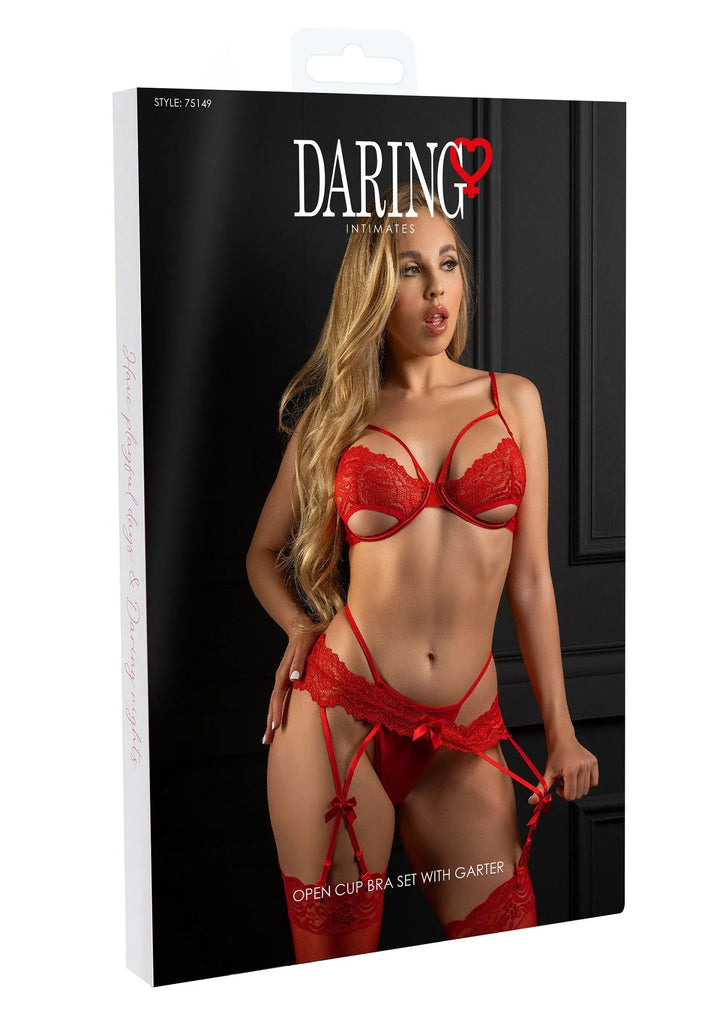 Daring Intimates Unlined BH set met jarretel Rood | Bh- & slipsets - Daring Intimates | SIN&LACE