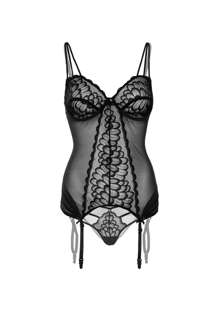 Daring Intimates Lace Cami Corset met string Zwart | Bh- & slipsets - Daring Intimates | SIN&LACE
