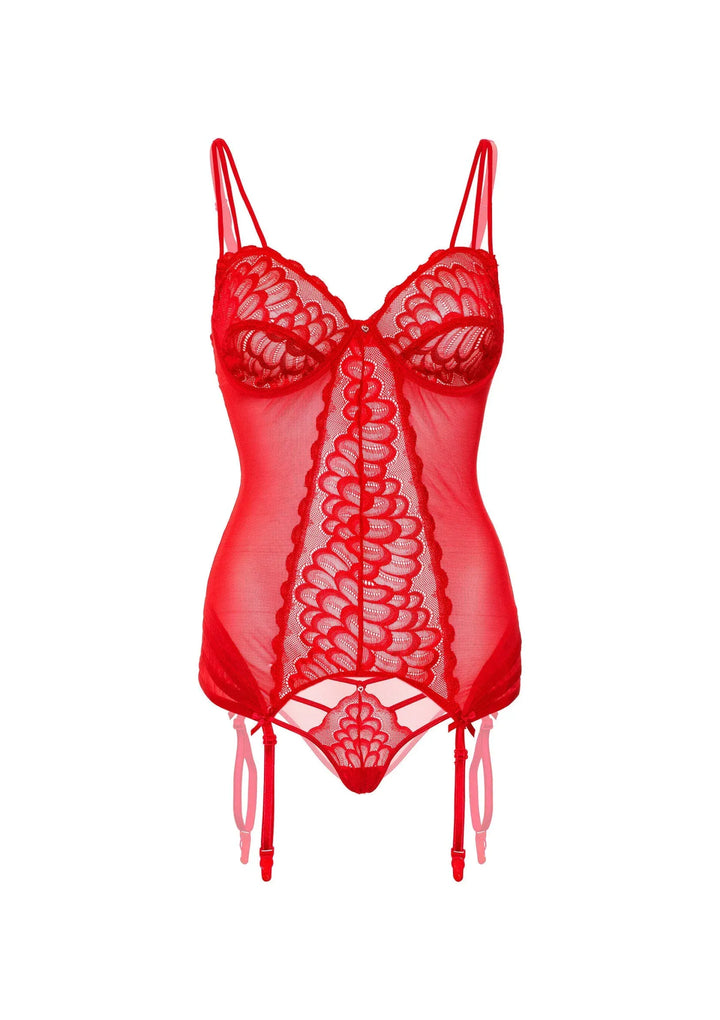 Daring Intimates Lace Cami Corset met string Rood | Bh- & slipsets - Daring Intimates | SIN&LACE