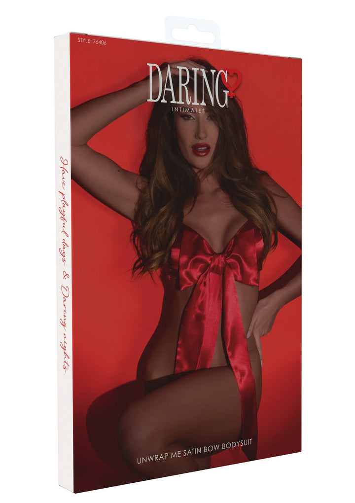 Daring Intimates Unwrap Me Satin Bow Bodysuit Rood | Bodysuits - Daring Intimates | SIN&LACE