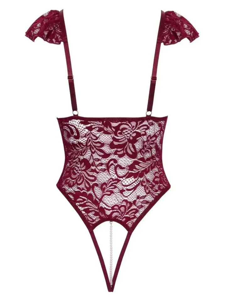 Sexy Lingerie Body met Parelkettingen Rood | Crotchless Body - Cottelli LINGERIE | SIN&LACE
