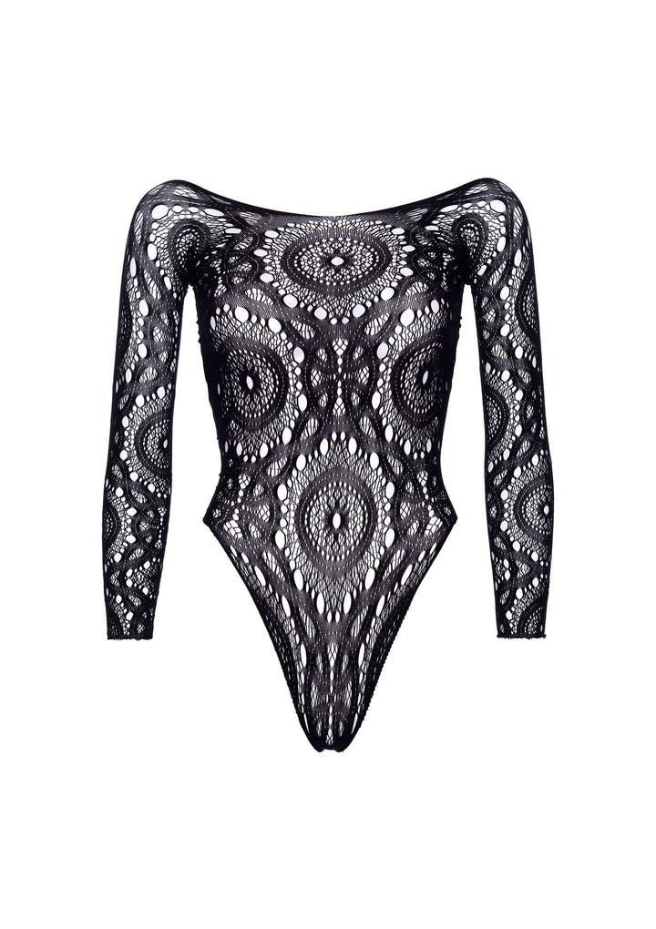 Leg Avenue Long Sleeved Snap Crotch Thong Back Teddy