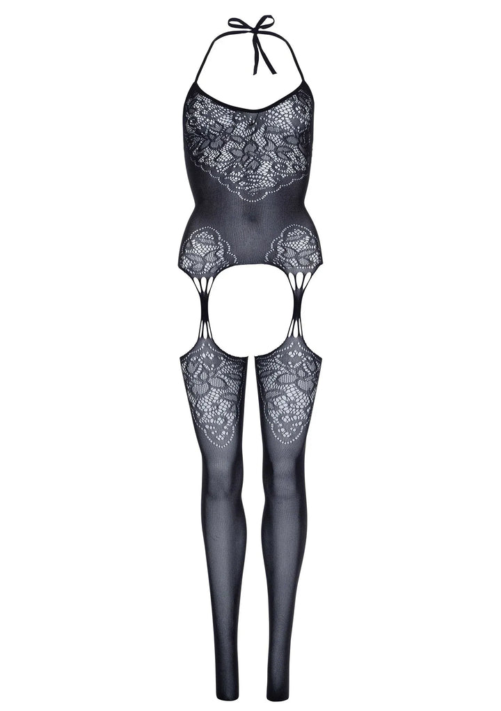 Leg Avenue Lace Net Jarretel Bodystocking Zwart | Bodystocking - Leg Avenue | SIN&LACE