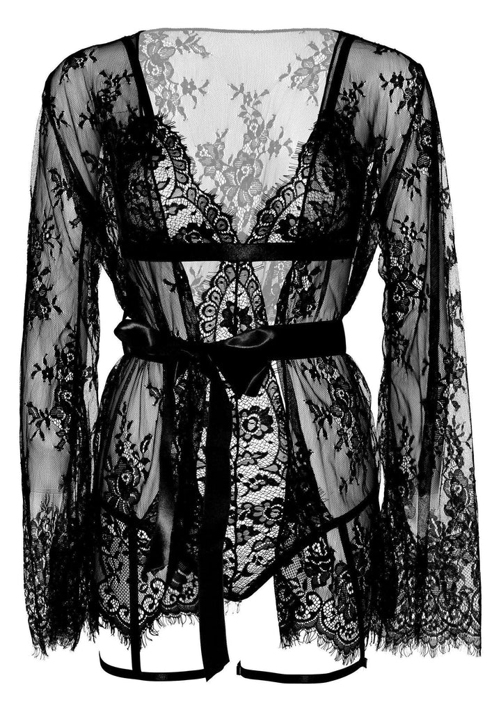 Leg Avenue Garter with String Back and Robe Bodysuit Zwart | bodysuit - Leg Avenue | SIN&LACE