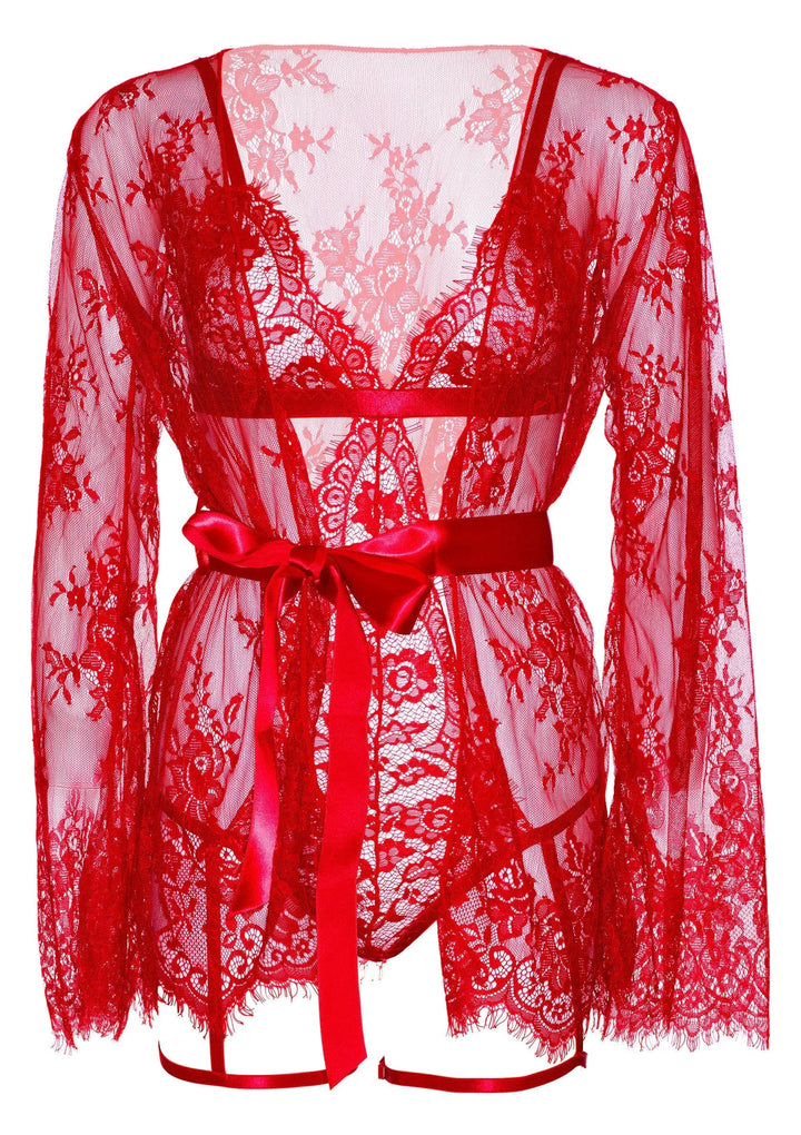 Leg Avenue Garter with String Back and Robe Bodysuit Rood | bodysuit - Leg Avenue | SIN&LACE