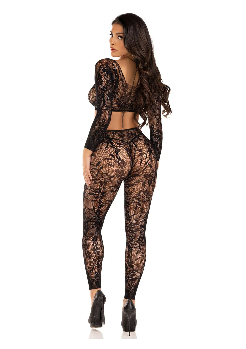 Leg Avenue Lace croptop en Footless Tights Zwart | Bh- & slipsets - Leg Avenue | SIN&LACE
