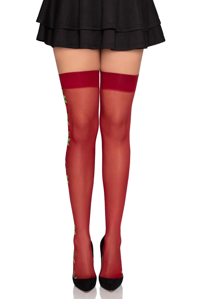 Leg Avenue Spandex stay-ups met rozen | Stay-ups - Leg Avenue | SIN&LACE