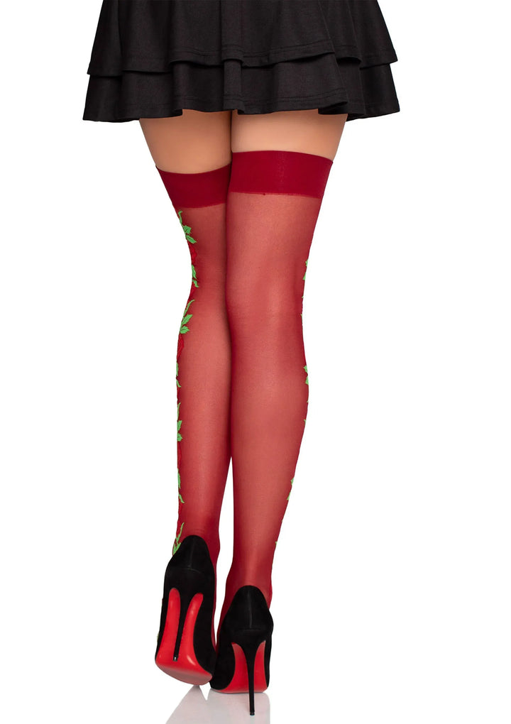 Leg Avenue Spandex stay-ups met rozen | Stay-ups - Leg Avenue | SIN&LACE