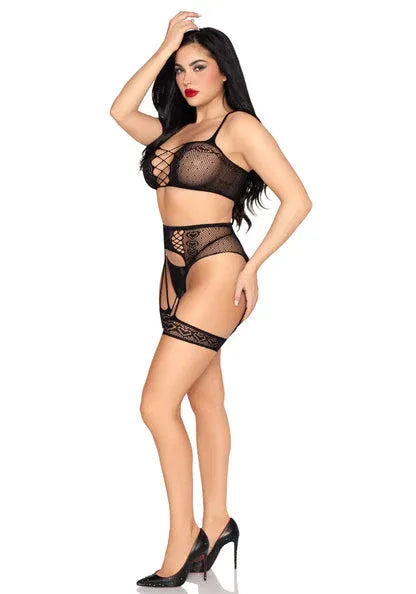 Leg Avenue Bralette, string en harnas | Lingerieset - Leg Avenue | SIN&LACE