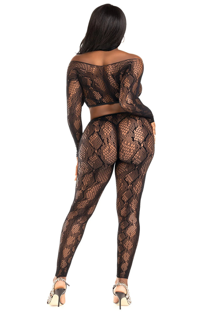 Leg Avenue Python crop top en panty zonder voet | Lingerieset - Leg Avenue | SIN&LACE