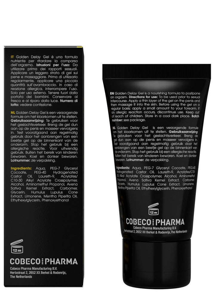 Cobeco Big Boy Golden Delay Gel 50 ml | Voor hem - Klaarkomen uitstellen - Cobeco | SIN&LACE