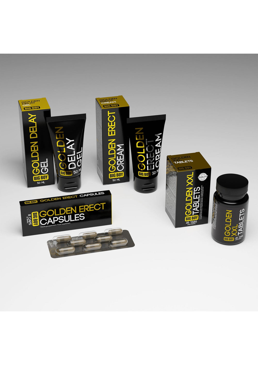 Cobeco Big Boy Golden Erect Capsules 8 pcs | Voor hem - Erectiemiddelen - Cobeco | SIN&LACE