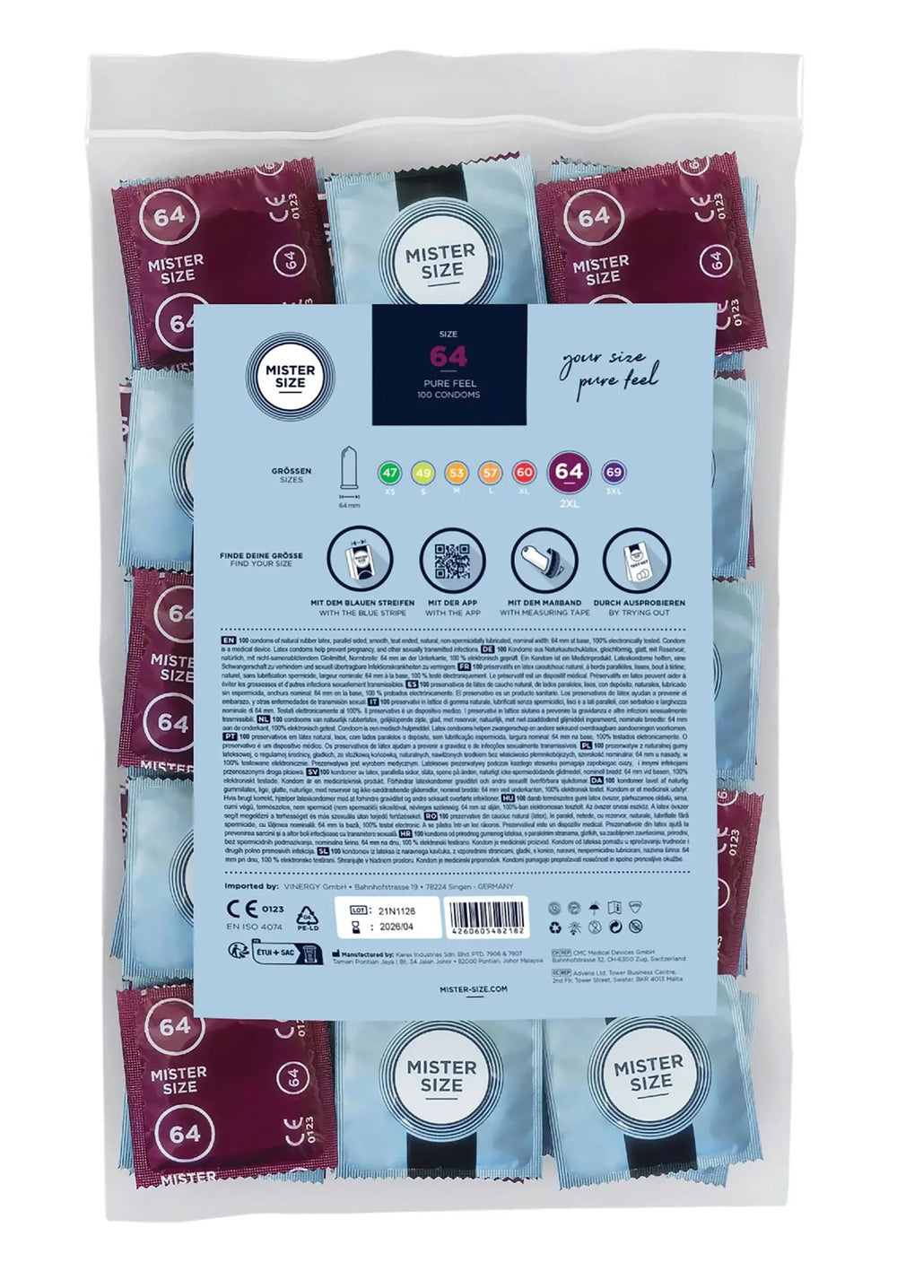MISTER SIZE 64mm Condooms 100pcs | Condooms - Mister Size | SIN&LACE